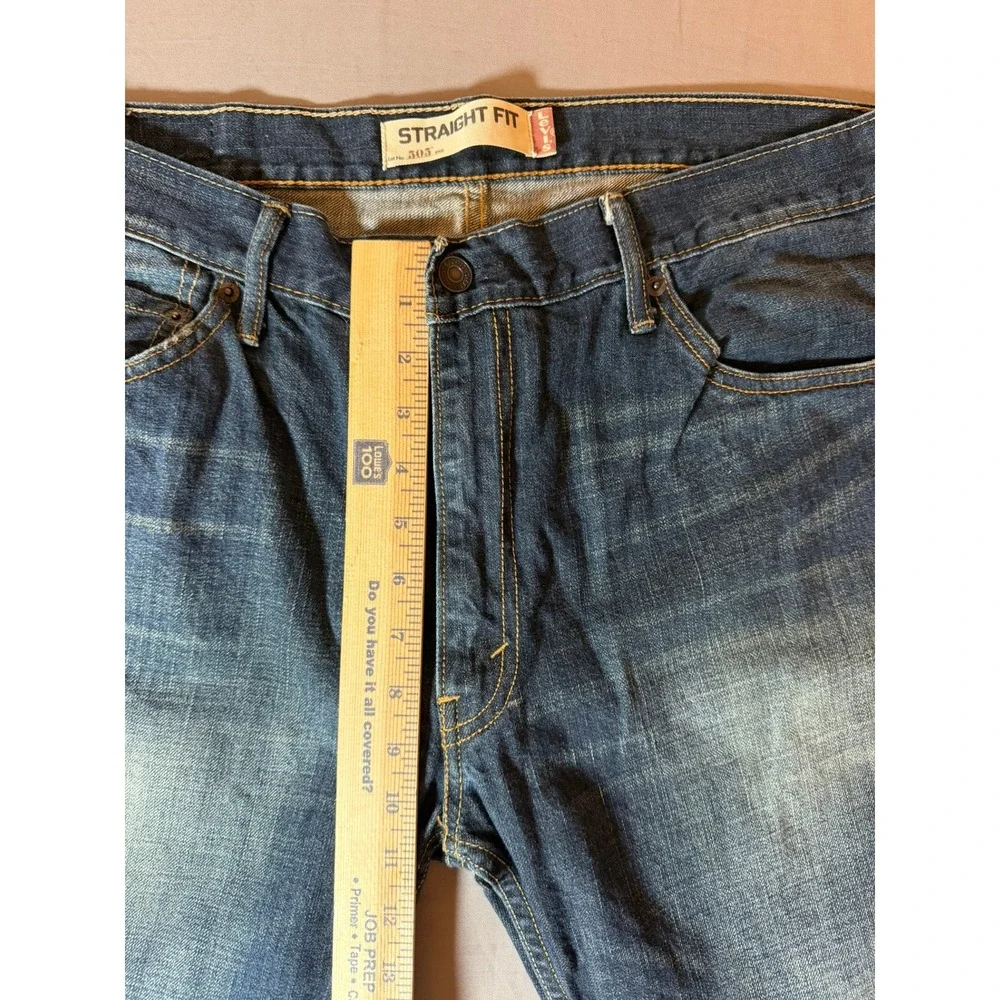 Levis 505 Mens Straight Fit Jeans Blue Denim 36x30 Medium Wash Cotton